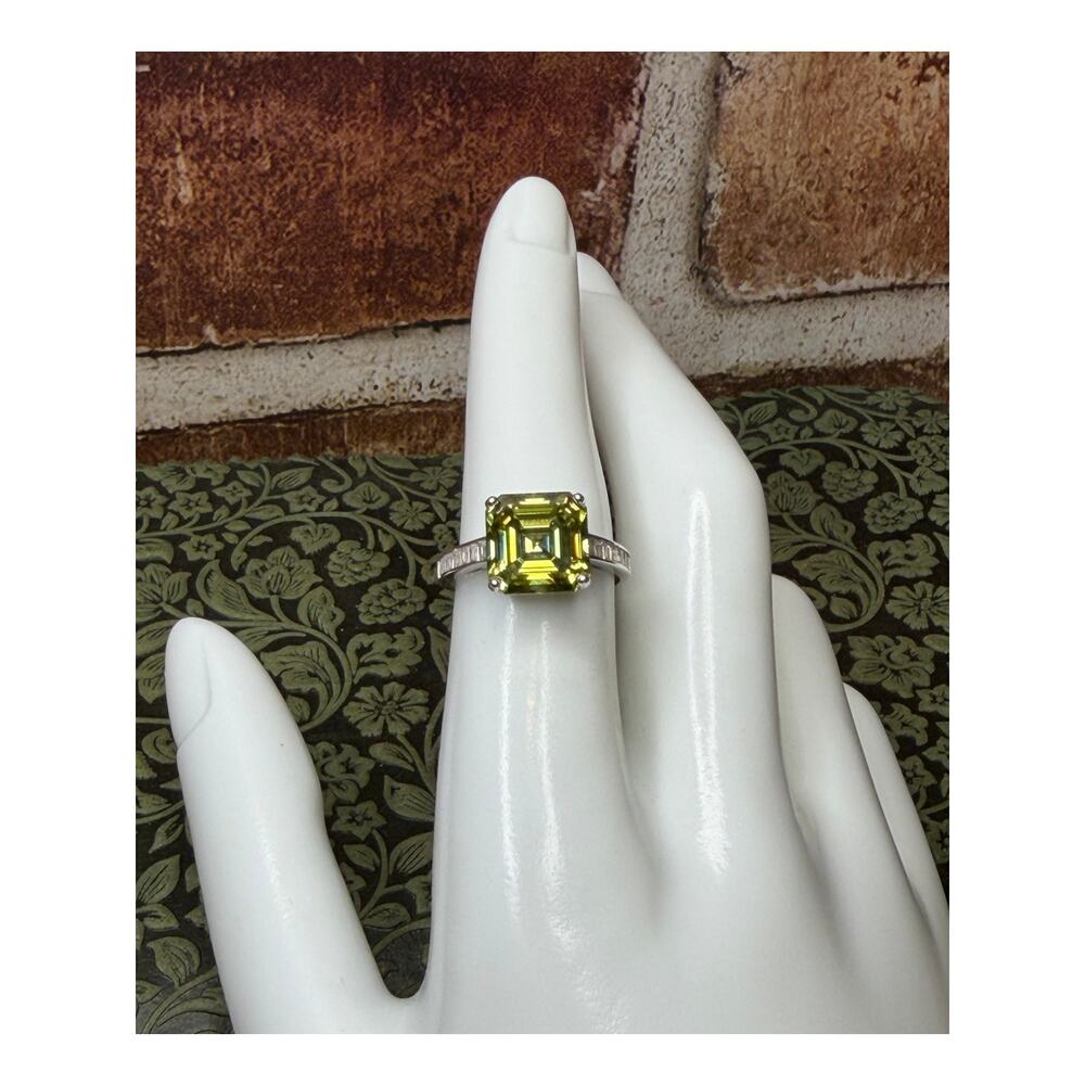 5 Carat Green Asscher Cut Moissanite Ring 925 Sterling Silver Size 7